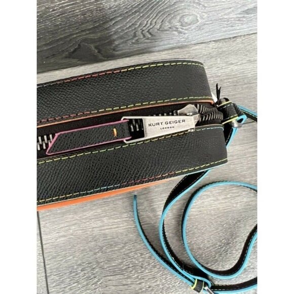KURT GEIGER Richmond Leather Crossbody Bag In Black - Picture 7 of 8
